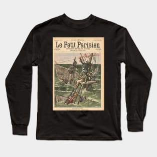 Clinging to mast at Sea shipwreck 1900 Long Sleeve T-Shirt